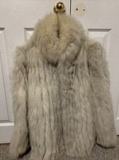 Hopper Furs St. Louis Rabbit Fur Jacket Coat Cream Beige Ivory Size 14 Collar