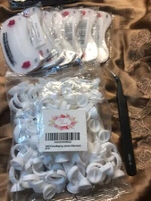 Lot: 100 Disposable INK Cup Tattoo RING Eyelash Extension Pigment Stencil Tweeze