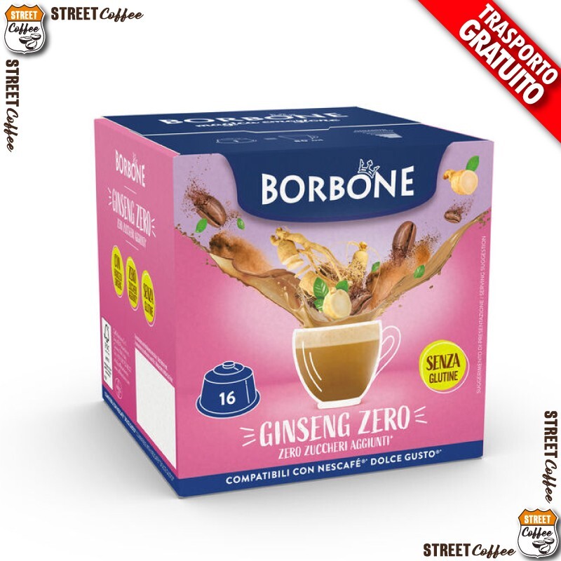 128 Capsule Caffè Borbone Ginseng Zero Gin Seng 100% Comp. Nescafè Dolce Gusto*