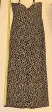 Adrianna Papell Evening Size 10 Long Beaded Dress Gown Paisley Design Taupe Grey