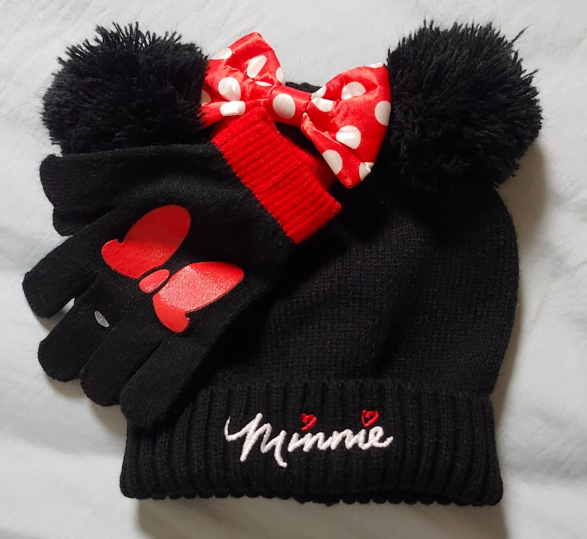 Disney Minnie Mouse Winter Beanie Hat and Gloves Set, Little Girls