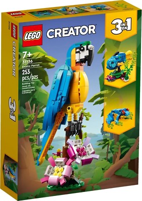 31136 EXOTIC PARROT frog fish lego creator NEW 3 in 1 legos set