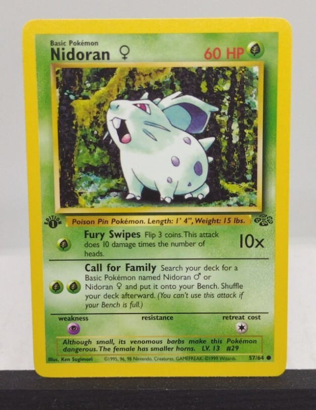 Pokemon Card 1ST EDITION Jungle Set 1999 - Nidoran 57/64 NM - FREE SHIPPING | eBay Pokemon Card 1ST EDITION Jungle Set 1999 - Nidoran 57/64 NM - FREE SHIPPING | eBay