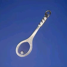 Vintage Sterling Silver Tennis Racquet and Ball Charm Pendant