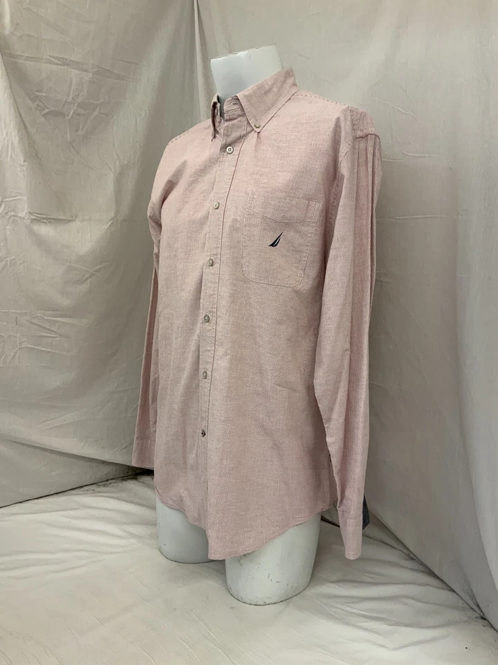 Camisa de vestir Nautica grande a rayas rojas calce clásico 100 % algodón YGI N2-646 Foto 4 de 4