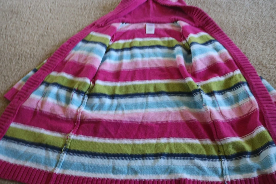 Gymboree Girl's Striped Sweatshirt Button Front Belted Cotton Blend Multicolor - Image 2 of 4