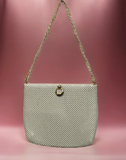 Vintage Whiting Davis International Metal Mesh Purse Shoulder Bag Ivory