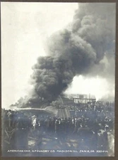 Large Cabinet Photo of 1908 Pond Fire at American Car & Foundry Co Madison IL