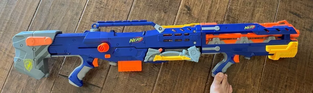 2006 Blue Nerf Gun Longshot CS6 NStrike Sniper Rifle Gun With