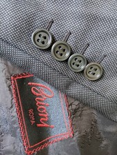 46R Brioni Double Breasted Pin Dots Peak brown  black 6/4 Blazer Jacket 56