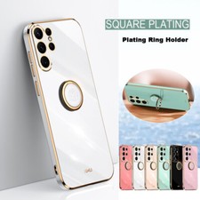 For Samsung A56 A26 A06 A16 A25 A54 A55 Shockproof Plating Ring Stand Case Cover