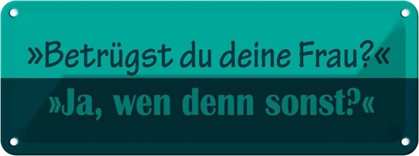 Blechschild 10X27 Cm BetrüGst Du Deine Frau Dekoration Spruch Zitat Deko Geschen-image
