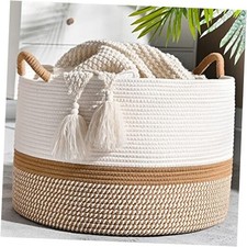 Large Blanket Basket 20"x13" ,Woven Baskets for storage Baby Laundry Brown