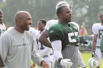 Wide Receiver Derrick Mason Linebacker Bart Scott New York Jets sh- Old Photo