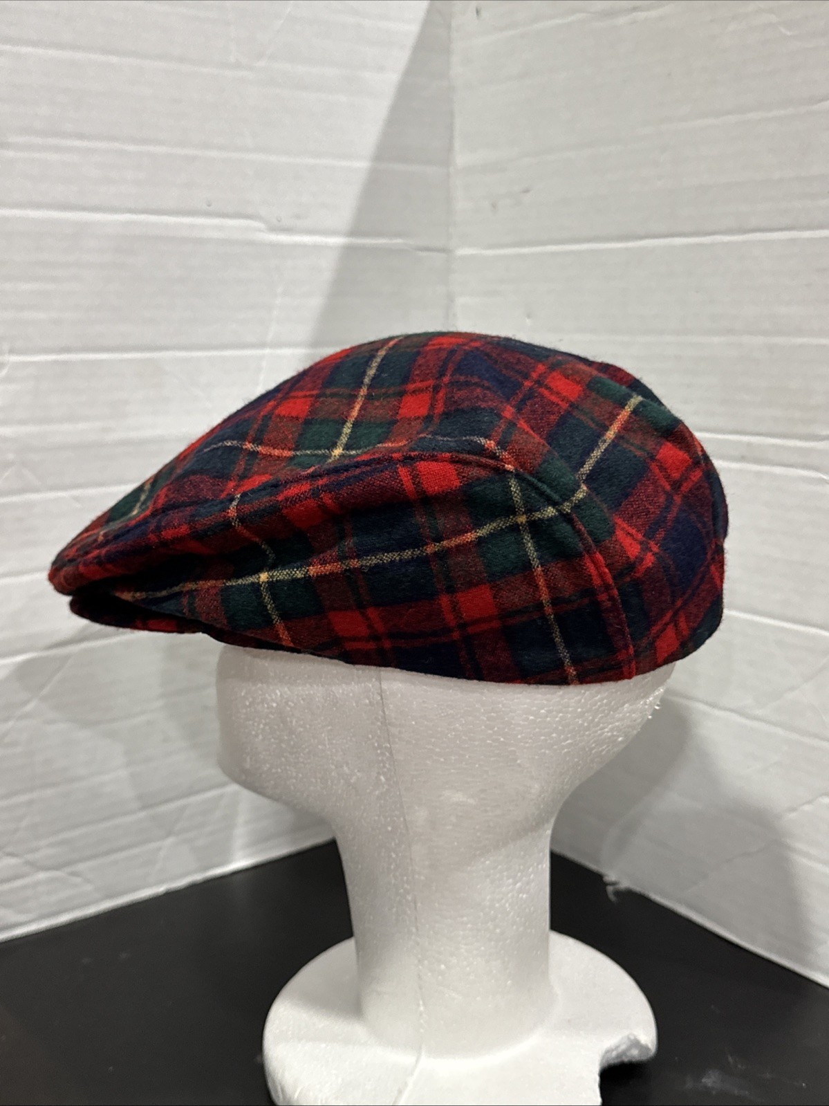 Vintage Pendleton Red Plaid Wool Flat Cap Newsboy… - image 2