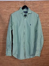 Polo Ralph Lauren Shirt Mens S Green White Blue Classic Button Up Gingham Check