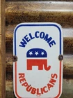 VINTAGE POLITICAL PORCELAIN SIGN OLD 1976 WELCOME REPUBLICANS KANSAS CITY GOP