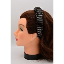 Bejeweled Crystal Headband Rhinestone Prong Black Sparkling Crown Padded Shiny