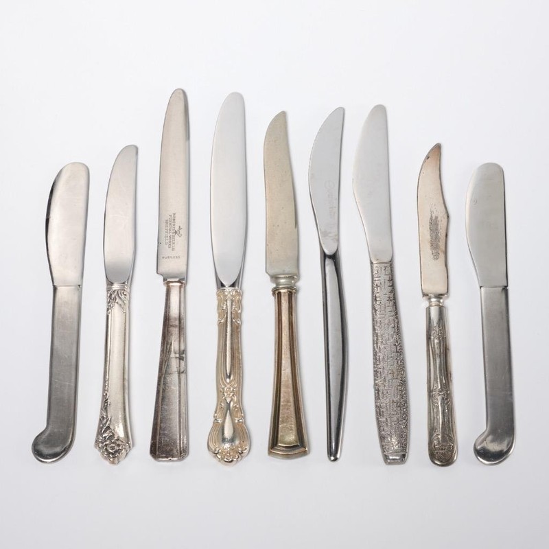 Lot Mixed Knives Alvin Silmet Roberts Belk Oneida TWA Hackman Rogers Gorham 9pc