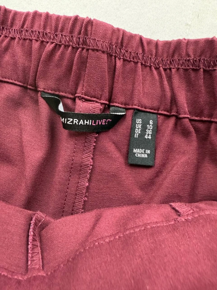 Isaac Mizrahi Live Womens Pull On Pants Ankle Straight Leg Pockets Size 6 Red - Image 4 of 4