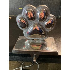 Glitter Dog Paw Print Christmas Stocking Holder Hanger Silver Chrome Base