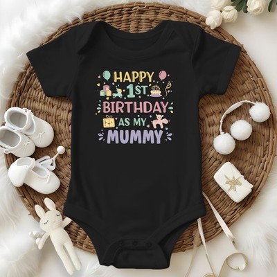 Personalised Happy 1st Birthday As First Birthday Baby Bodysuit