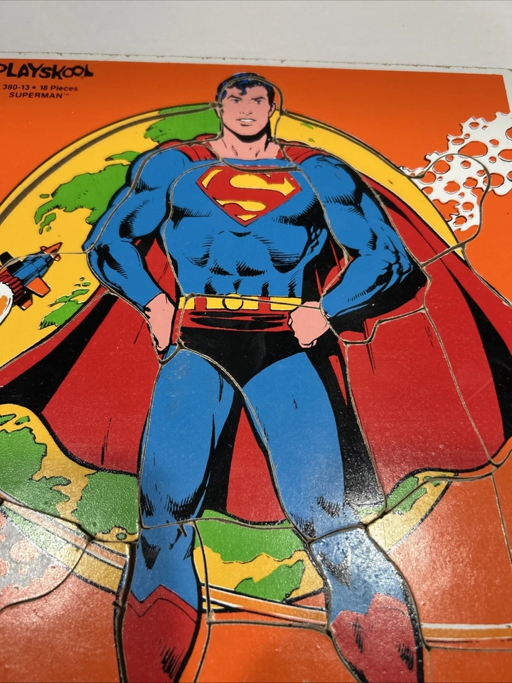 Cómic vintage Superman 1981 Playskool rompecabezas de madera 18 piezas 380-13 DC Foto 3 de 4