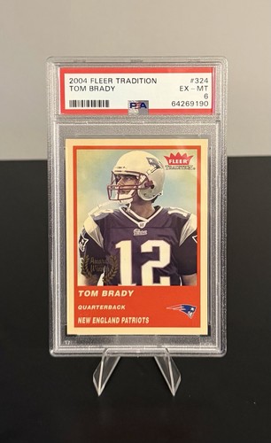 2 Card Vintage Tom Brady Lot - 2002 Fleer Tradition PSA 6 / 2004 Topps PSA 4