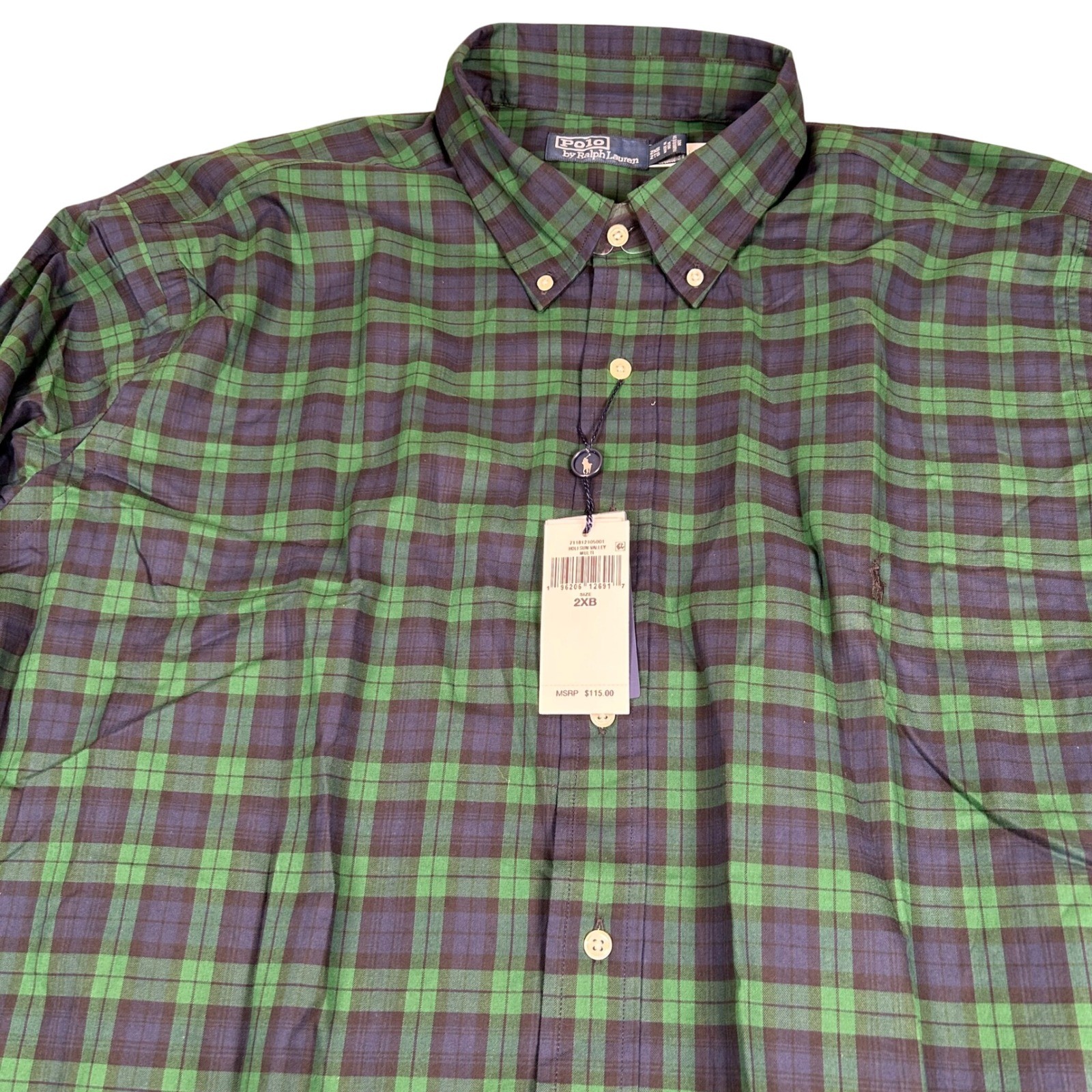 Polo Ralph Lauren Holi Sun Valley Plaid Button Shirt Long Sleeve Green 2XB NWT thumbnail 5