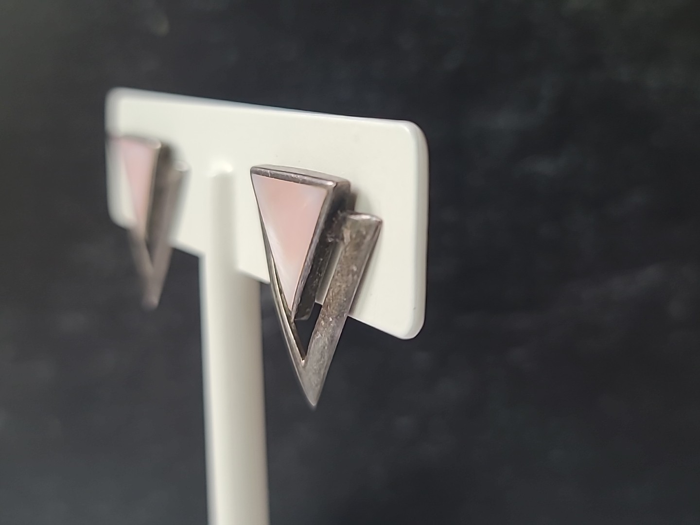 925 Sterling Silver MOP Triangular Stud Earrings … - image 5