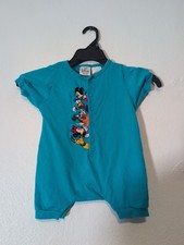 Vintage The Disney Store 6M Blue Mickey  Friends Romper Short Sleeve Snap...