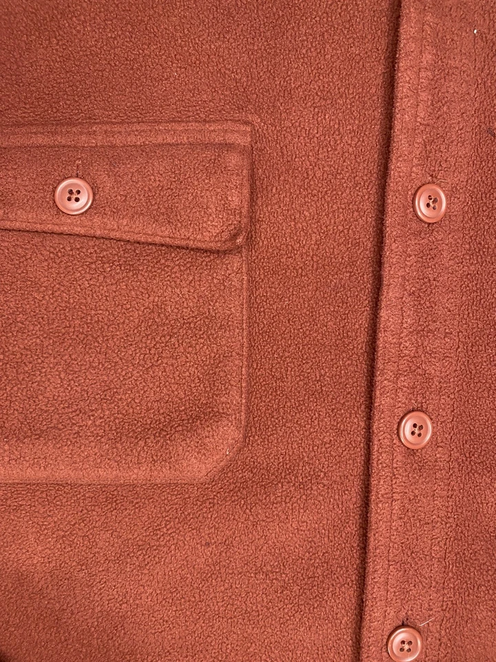 L.L. Bean Fleece Shacket Shirt Jacket XL Rust Brown Button Front Long Sleeve - Image 4 of 4