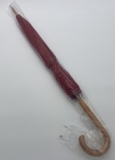 Banana Republic Red Umbrella With Wood Handle And Tip New 36  Long