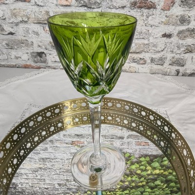 Signiertes Weinglas von Val Saint Lambert, Höhe 19,5 cm