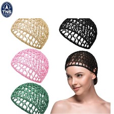 4 Pack Women Crochet Hair Nets Mesh Snoods Short Black Green Pink Beige Hair ...