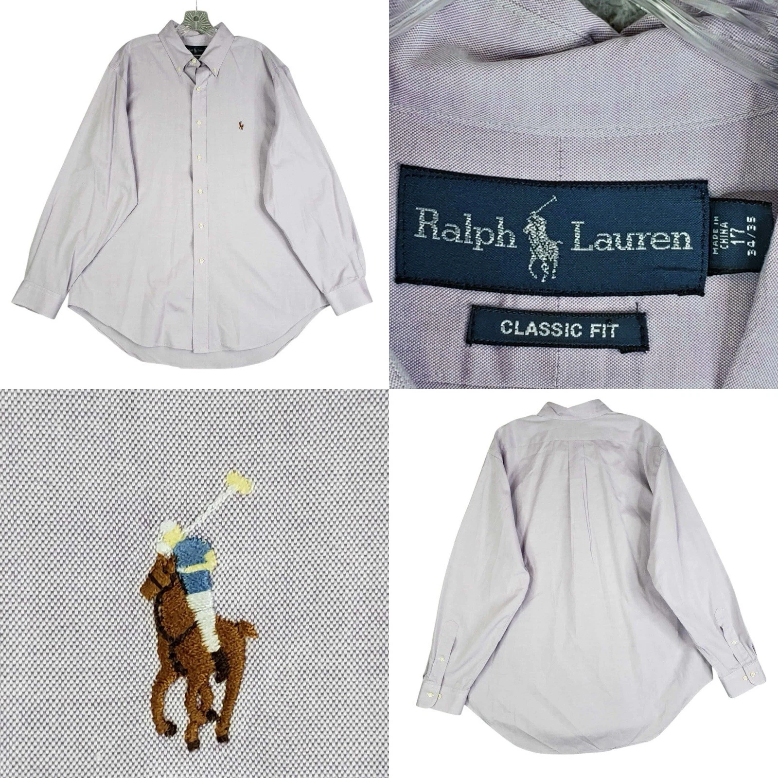 Polo Ralph Lauren Shirt Oxford Button Down Mens Size XL 17 Solid Light Purple