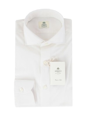 $500 Luigi Borrelli White Solid Shirt - Slim - (LB81261)