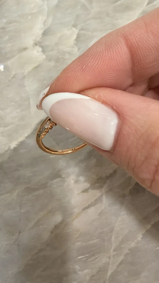 Auténtico Anillo Pandora Rosa Brillante Wishbone Foto 4 de 4