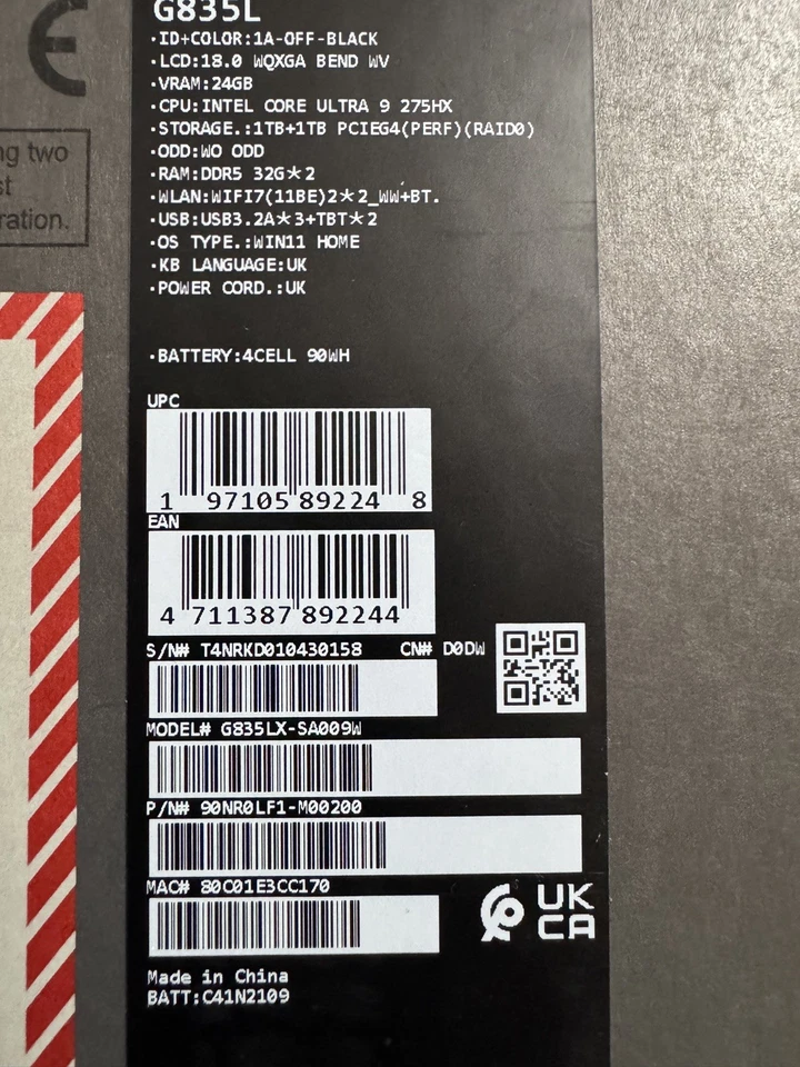 ASUS ROG Core Ultra 9 275HX – RTX 5090 / 64GB / 2TB SSD – BRAND NEW SEALED  - Image 4 of 4