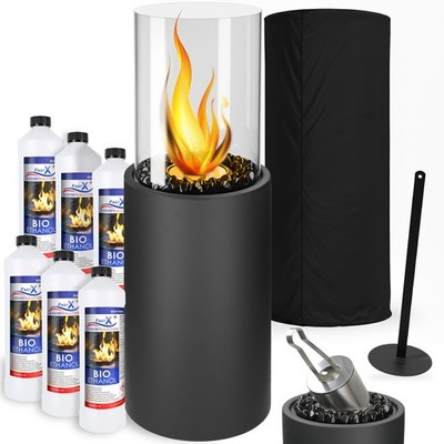 Ethanol Standkamin | 6x1L Bio-Ethanol Dekokamin freistehend mit 100% Bioethanol