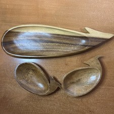 Vintage Set of 3 Small Wooden W Snack Bols 1 Big 2 Small Philippines