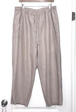 Style & Co. Linen Cotton Cropped Pants Size 18W Plus Beige Elastic Waist Casual