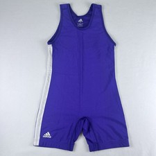 Adidas 3-Stripe Size Youth Small One-Piece New Wrestling Singlet Purple & White