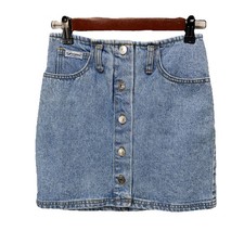 GUESS Jeans Denim Mini Skirt Women Size Small Button Front Blue Vintage Y2K