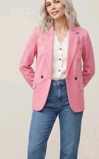 NWT J. Crew Drapey Twill Double-Breasted Pink Blazer Size 14