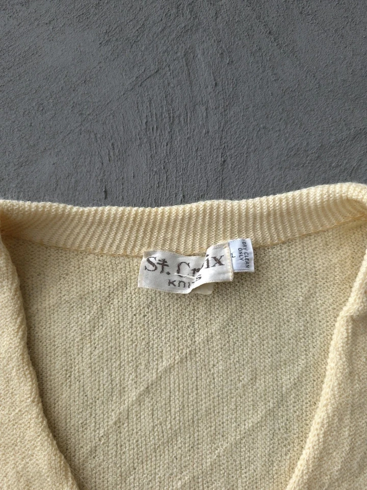 Vintage 1980s St. Croix Knits Ivory 100% Alpaca Knit Cardigan Sweater L - Image 4 of 4