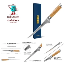 7 Inch Damascus Fillet Knife, Professional 10Cr15CoMoV Super Steel Japanese B...