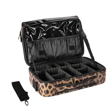Makeup Case Large Travel Makeup Bag 3 Layers Cosmetic Train Case Cosmetic Org...