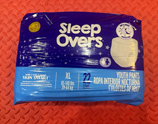 4 Packs Cuties Sleep Overs Youth Pants- 88 Diapers XL 85-140 lb Unisex White