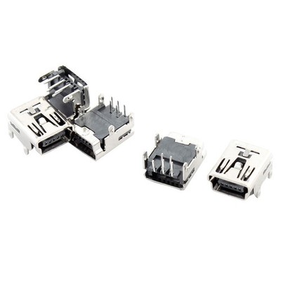 5Pcs Mini USB Type B Female Socket 5-Pin Right Angle DIP Jack Connector